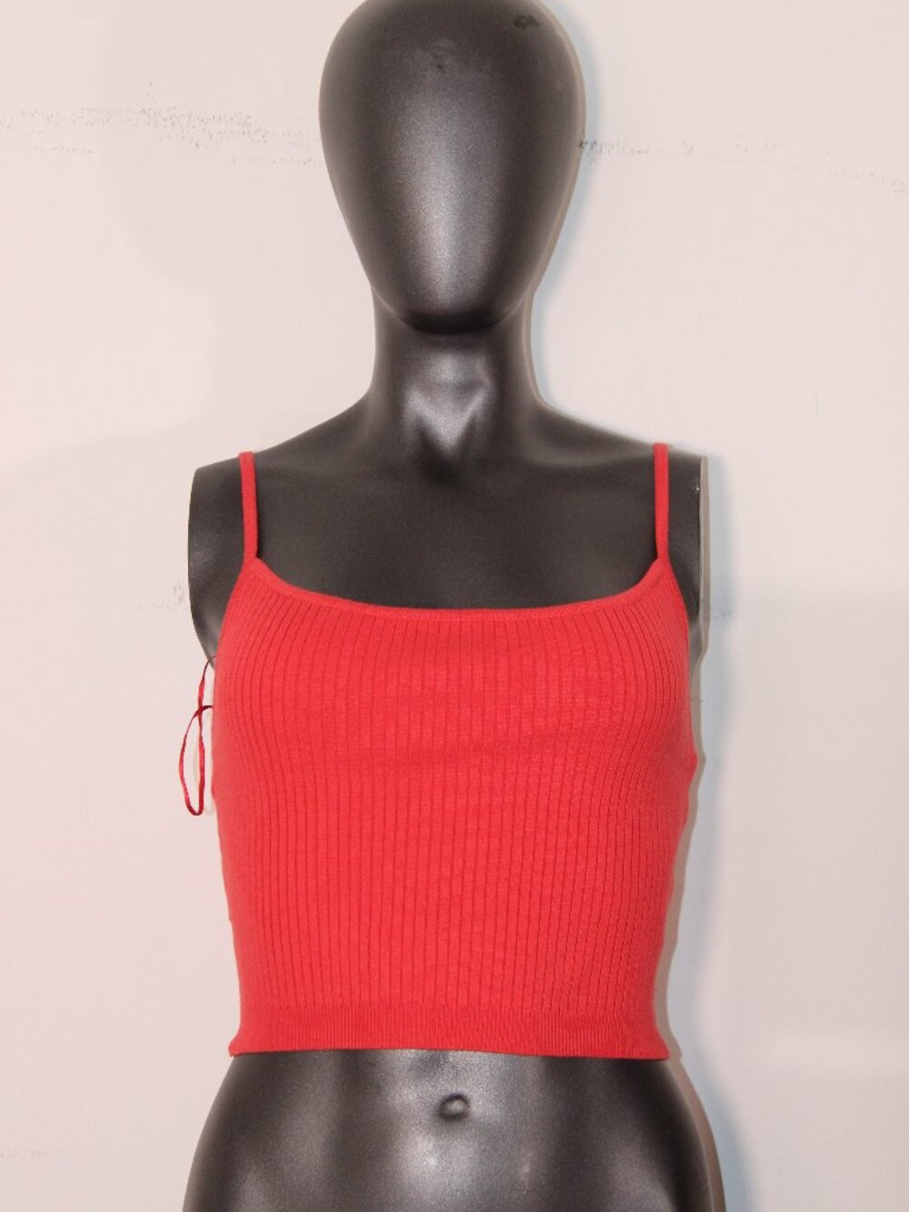 LA Hearts by PacSun Red Ribbed Spaghetti Strap Crop Top Cami
